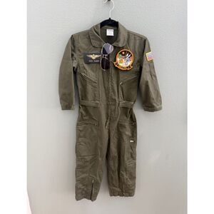 TROOPER Clothing Unisex Youth L Sz 8/10 Military Flight Suit Costume Olive Green